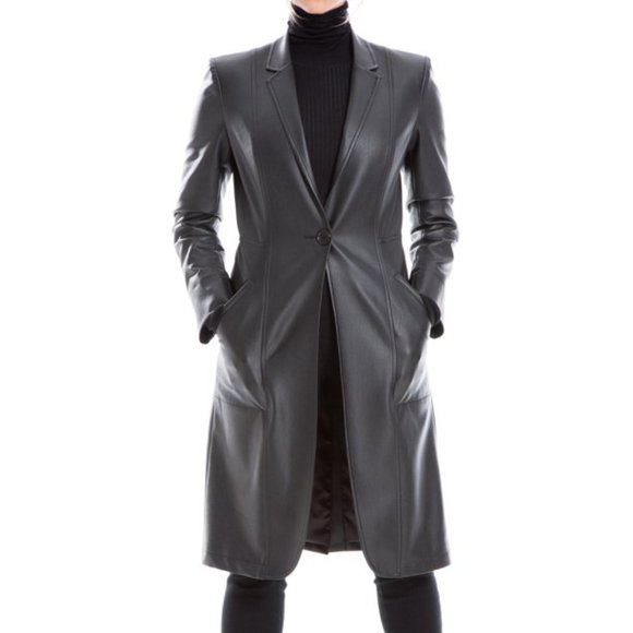 Max Studio Jackets & Blazers - Max Studio Women's Long Leatherette Jacket